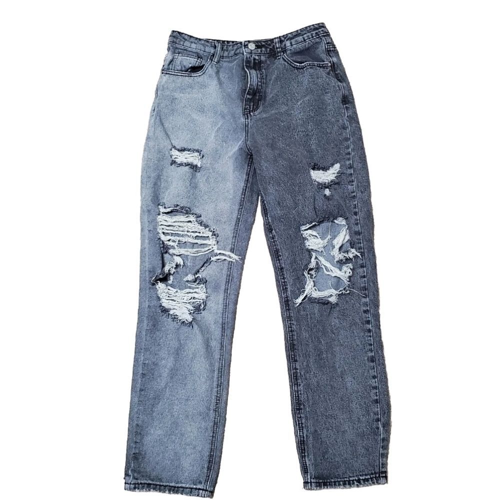 Shein High Waist Ripped Mom Fit Jeans L 8/10